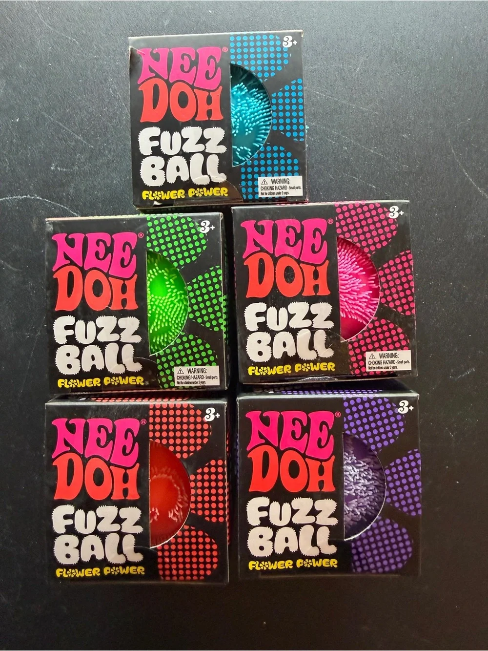 New Nee Doh Fuzz Ball Flower Power All 5 Colors Schylling Textures Squishy Toy